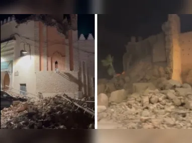 Imóveis ficaram destruídos após forte terremoto no Marrocos
