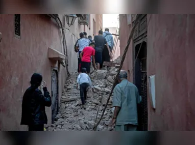 Imóveis ficaram destruídos após forte terremoto no Marrocos