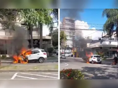 Imagem ilustrativa da imagem Carro pega fogo em Jardim Camburi