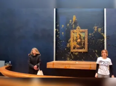 Imagem ilustrativa da imagem Ativistas jogam sopa no quadro da Mona Lisa, em Paris