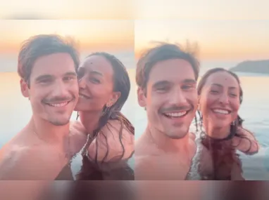 Imagem ilustrativa da imagem Sabrina Sato e Nicolas Prattes postam vídeos juntos dentro de piscina