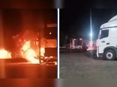 Imagem ilustrativa da imagem Caminhão-cegonha pega fogo e veículos ficam destruídos no ES