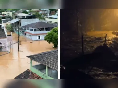 Pessoas em cima do telhado de imóvel em Mimoso do Sul