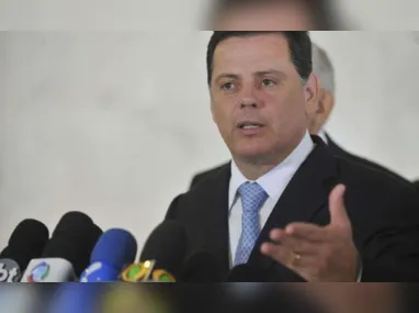 Marconi Perillo, presidente do PSDB, ao lado de Luiz Paulo Vellozo Lucas no evento que lançou a pré-candidatura