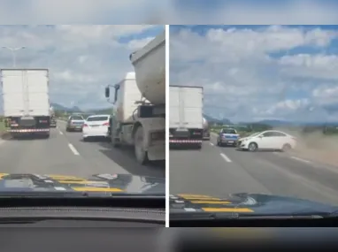Imagem ilustrativa da imagem Motorista quase provoca acidente durante perseguição em rodovia do ES. Veja vídeo