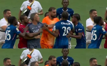 Imagem ilustrativa da imagem Luis Enrique pode ser punido por confusão com João Pedro em final do Mundial