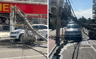 Imagem ilustrativa da imagem VÍDEO | Postes caem e interditam rua em Vila Velha
