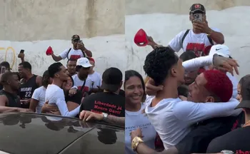 Imagem ilustrativa da imagem Rapper Oruam deixa prisão no Rio de Janeiro e é carregado por multidão