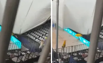 Imagem ilustrativa da imagem Ventos fortes em SP derrubam cobertura de arena e deixam 8 feridos