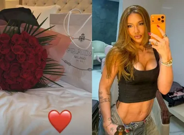 Imagem ilustrativa da imagem Virginia Fonseca ganha flores e presente de R$ 24 mil na chegada à Espanha
