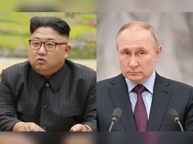 Imagem ilustrativa da imagem Kim Jong-un diz a Putin que 'certamente' ajudará Rússia se necessário