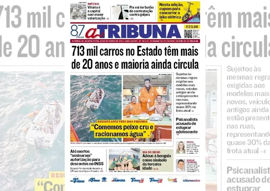 Imagem ilustrativa da imagem Confira os destaques do jornal A Tribuna desta quarta-feira