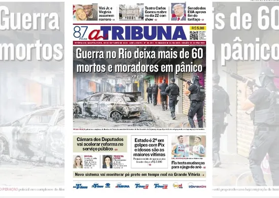 Imagem ilustrativa da imagem Confira os destaques do jornal A Tribuna desta quarta-feira