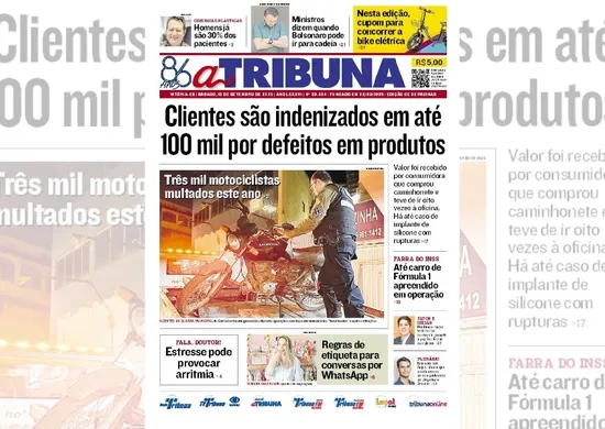 Imagem ilustrativa da imagem Confira os destaques do jornal A Tribuna deste sábado