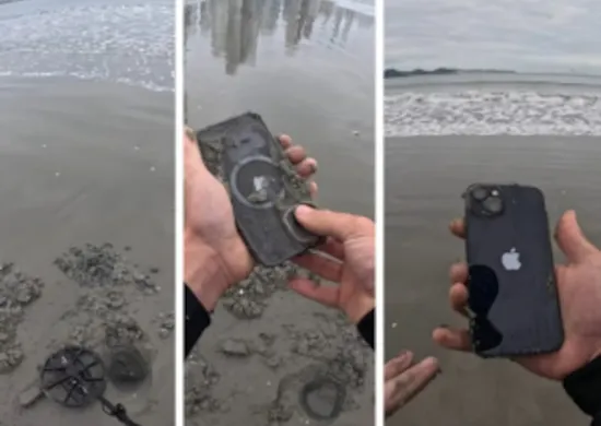 Imagem ilustrativa da imagem VÍDEO | Jovem com detector de metais acha Iphone soterrado e devolve à dona