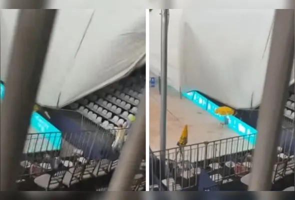 Imagem ilustrativa da imagem Ventos fortes em SP derrubam cobertura de arena e deixam 8 feridos