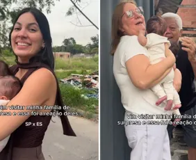 Imagem ilustrativa da imagem De SP ao ES: Influenciadora visita os pais com filhas gêmeas e vídeo viraliza