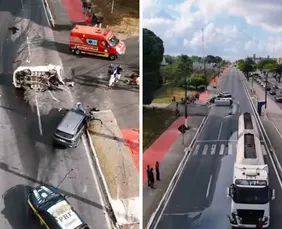 Imagem ilustrativa da imagem Grave acidente na BR-101 deixa feridos e interdita rodovia em Abreu e Lima