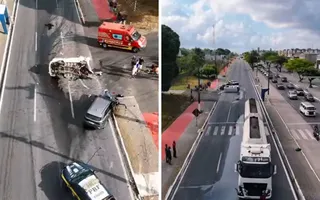 Imagem ilustrativa da imagem Grave acidente na BR-101 deixa feridos e interdita rodovia em Abreu e Lima