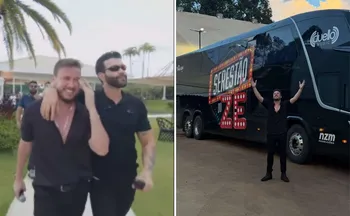 Imagem ilustrativa da imagem Gusttavo Lima presenteia cantor capixaba Zé Elias com ônibus personalizado