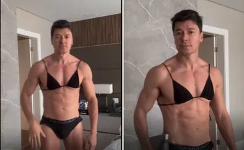 Imagem ilustrativa da imagem Rodrigo Faro aparece de biquíni no pós-treino e brinca: 'Manter o foco'