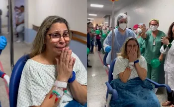 Imagem ilustrativa da imagem Técnica de enfermagem sai da UTI e recebe homenagem no Santa Rita