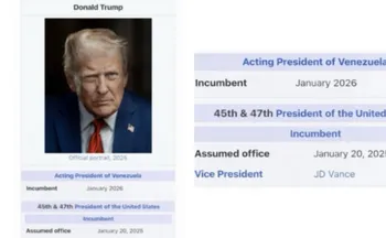 Imagem ilustrativa da imagem Trump publica montagem em que aparece como 'presidente interino' da Venezuela