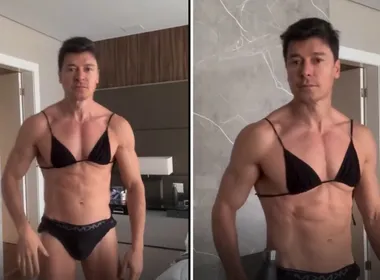 Imagem ilustrativa da imagem Rodrigo Faro aparece de biquíni no pós-treino e brinca: 'Manter o foco'