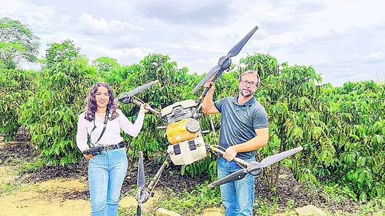 Imagem ilustrativa da imagem Drones e pó de granito usados para ampliar produção de café