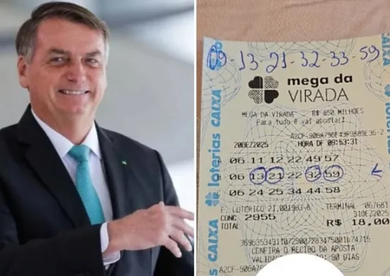 Imagem ilustrativa da imagem Bolsonaro participa de bolão e acerta quadra na Mega Sena da Virada