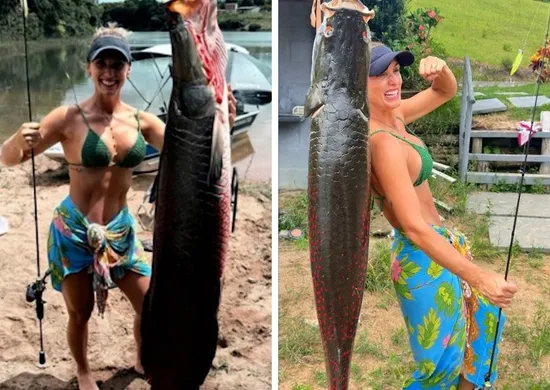 Imagem ilustrativa da imagem Com vara simples, empresária pesca pirarucu de 65 kg no Norte do ES