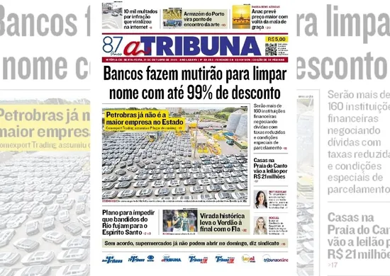 Imagem ilustrativa da imagem Confira os destaques do jornal A Tribuna desta sexta-feira