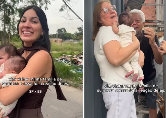 Imagem ilustrativa da imagem De SP ao ES: Influenciadora visita os pais com filhas gêmeas e vídeo viraliza
