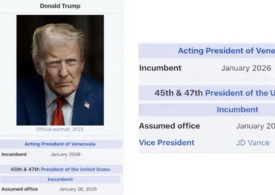 Imagem ilustrativa da imagem Trump publica montagem em que aparece como 'presidente interino' da Venezuela