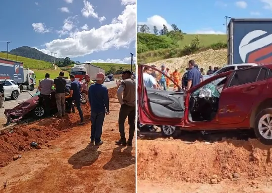 Imagem ilustrativa da imagem Uma pessoa fica ferida após colisão entre carreta e carro na BR 101 em Anchieta