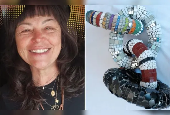 Vania Cáus representou formação do povo brasileiro em elos de uma corrente multicolorida