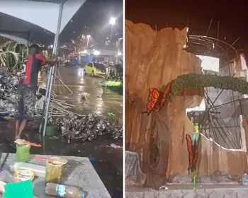Imagem ilustrativa da imagem Chuva atinge barracões e danifica alegorias da Imperatriz do Forte e Andaraí