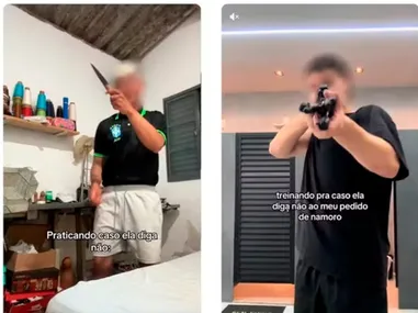 Os vídeos que têm a temática "caso ela diga não" simulam reações violências a uma hipotética rejeição de uma mulher.