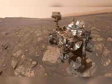 Selfie do rover Curiosity em Marte, 
onde análises revelaram compostos orgânicos.  Descoberta não prova que houve vida em Marte, mas mostra que a superfície do planeta é capaz de preservar exatamente 
o tipo de molécula que poderia servir como evidência de vida antiga