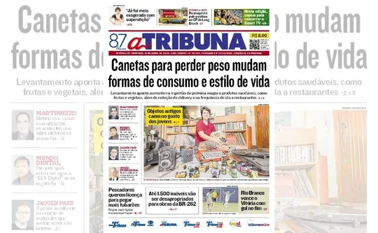 Imagem ilustrativa da imagem Confira os destaques do jornal A Tribuna deste domingo