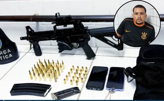 Imagem ilustrativa da imagem Traficante é preso com fuzil dentro de carro de aplicativo na Serra