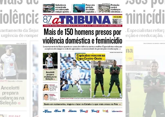 Imagem ilustrativa da imagem Confira os destaques do jornal A Tribuna desta segunda-feira