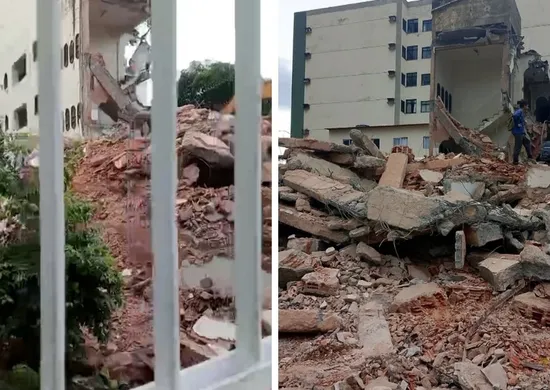 Imagem ilustrativa da imagem Destroços de demolição atinge salão de beleza em Vila Velha