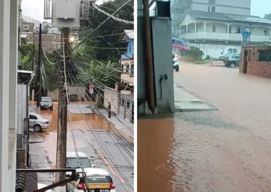Imagem ilustrativa da imagem Temporal no ES alaga ruas e forma “cachoeira” na BR-262, em Venda Nova