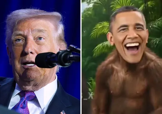 Imagem ilustrativa da imagem Trump rejeita pedir desculpas por vídeo racista contra casal Obama