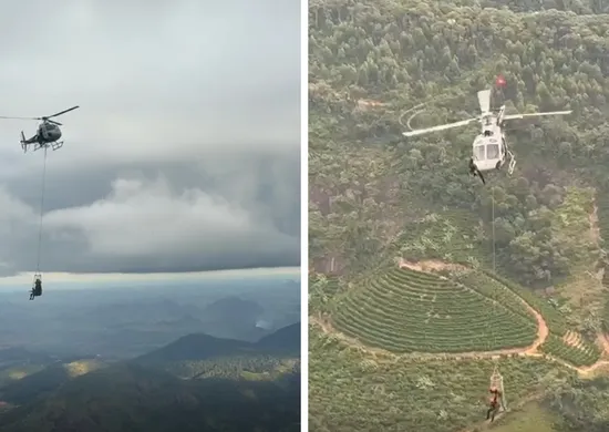 Imagem ilustrativa da imagem VÍDEO | Parapentista é resgatado de helicóptero em área de difícil acesso no ES