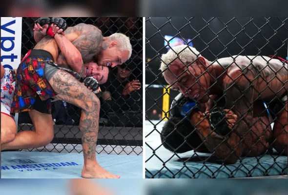 Imagem ilustrativa da imagem Como uma sucuri, Charles do Bronx amassa rival e traz o cinturão BMF ao Brasil