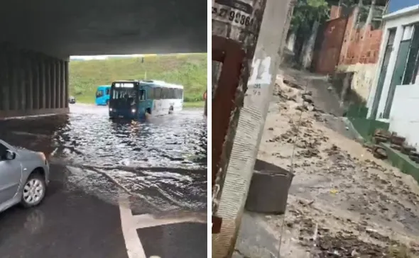 Imagem ilustrativa da imagem Grande Vitória registra pontos de alagamento após chuvas. Veja vídeos