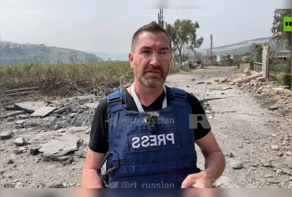 Imagem ilustrativa da imagem Jornalista britânico escapa de míssil israelense em transmissão ao vivo no Líbano