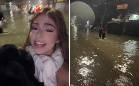 Imagem ilustrativa da imagem Melody fica presa em enchente no Rio e brinca: 'cadê o jetski?'